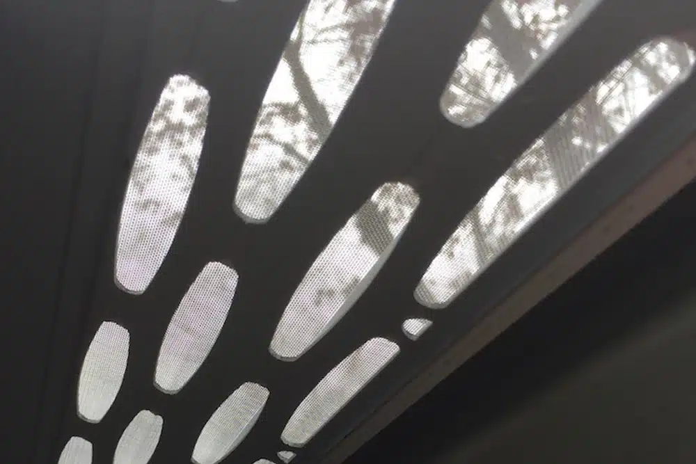 Inside view of a gutter guard screen