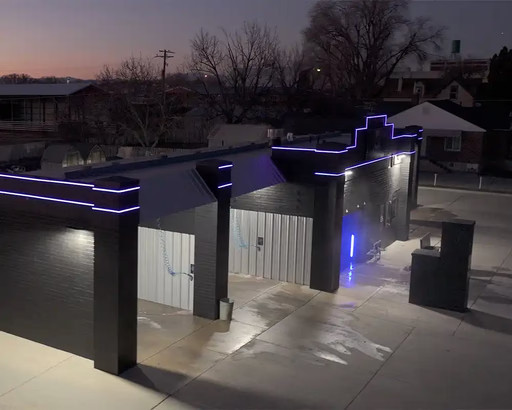 JellyFish Saber Series linear lighting on a commercial building